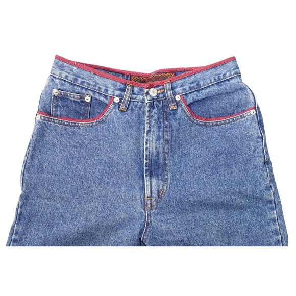 Vintage 80's Jordache Jeans Sz 11/12 High Rise Tapered Ankle Zipper Red Piping T - Picture 9 of 12